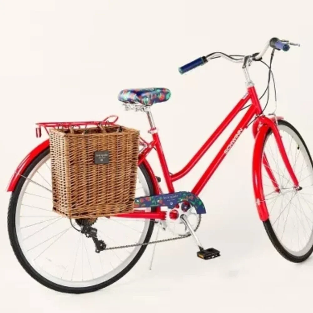 New Kate Spade Bike Basket Wicker Woven Picnic Bag Tote Storage Magazine Holder - Picture 4 of 6